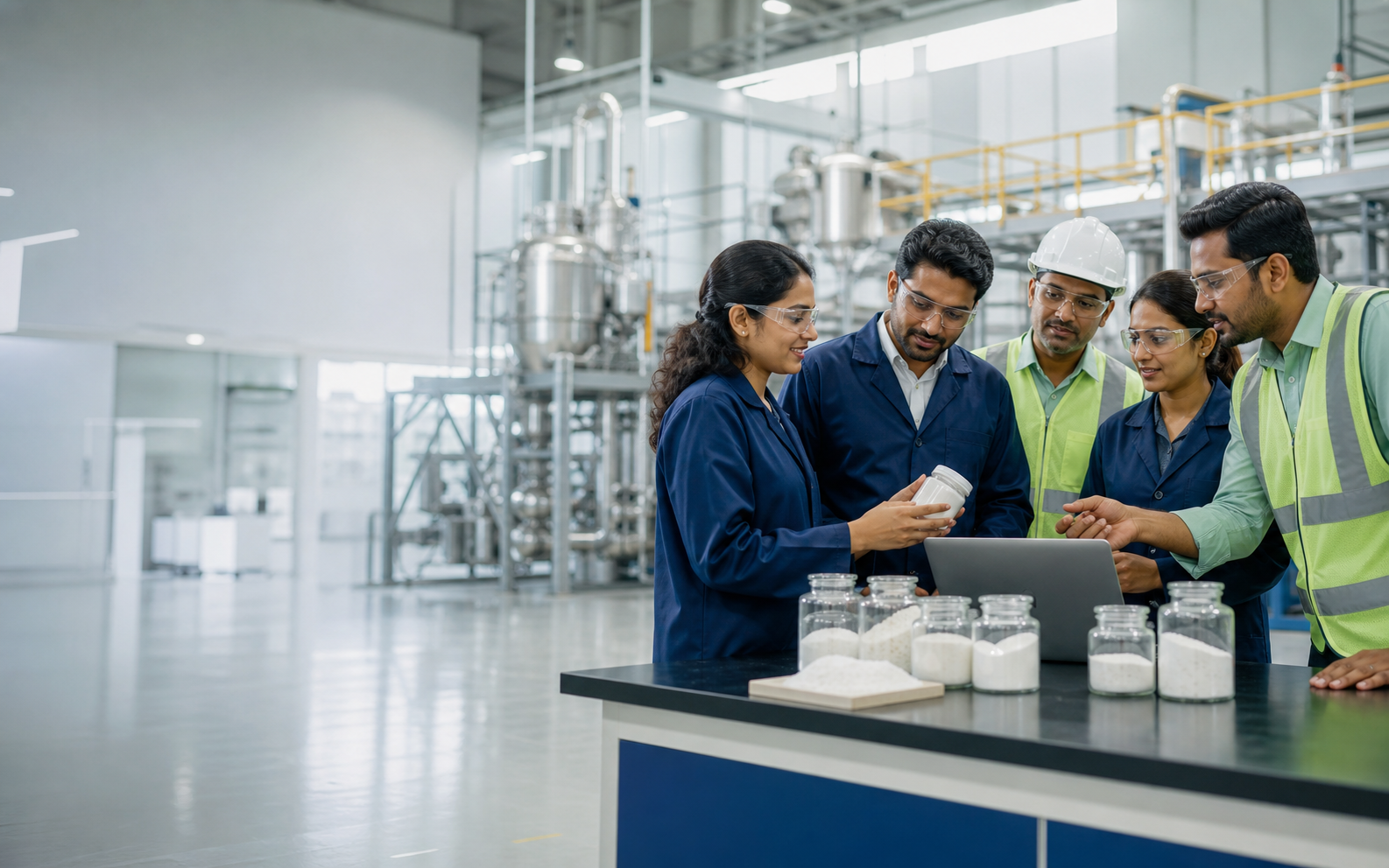 20 Microns engineers and scientists collaborating in an advanced materials facility