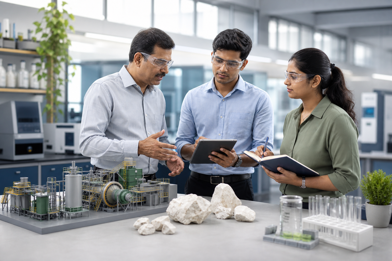 Experienced leader mentoring early-career professionals at 20 Microns