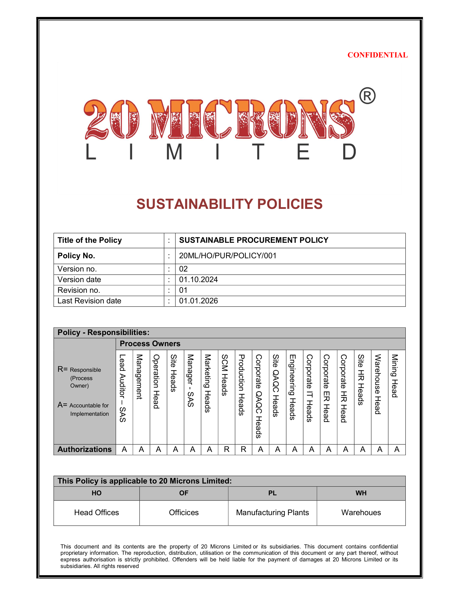 Sustainable Procurement Policy
